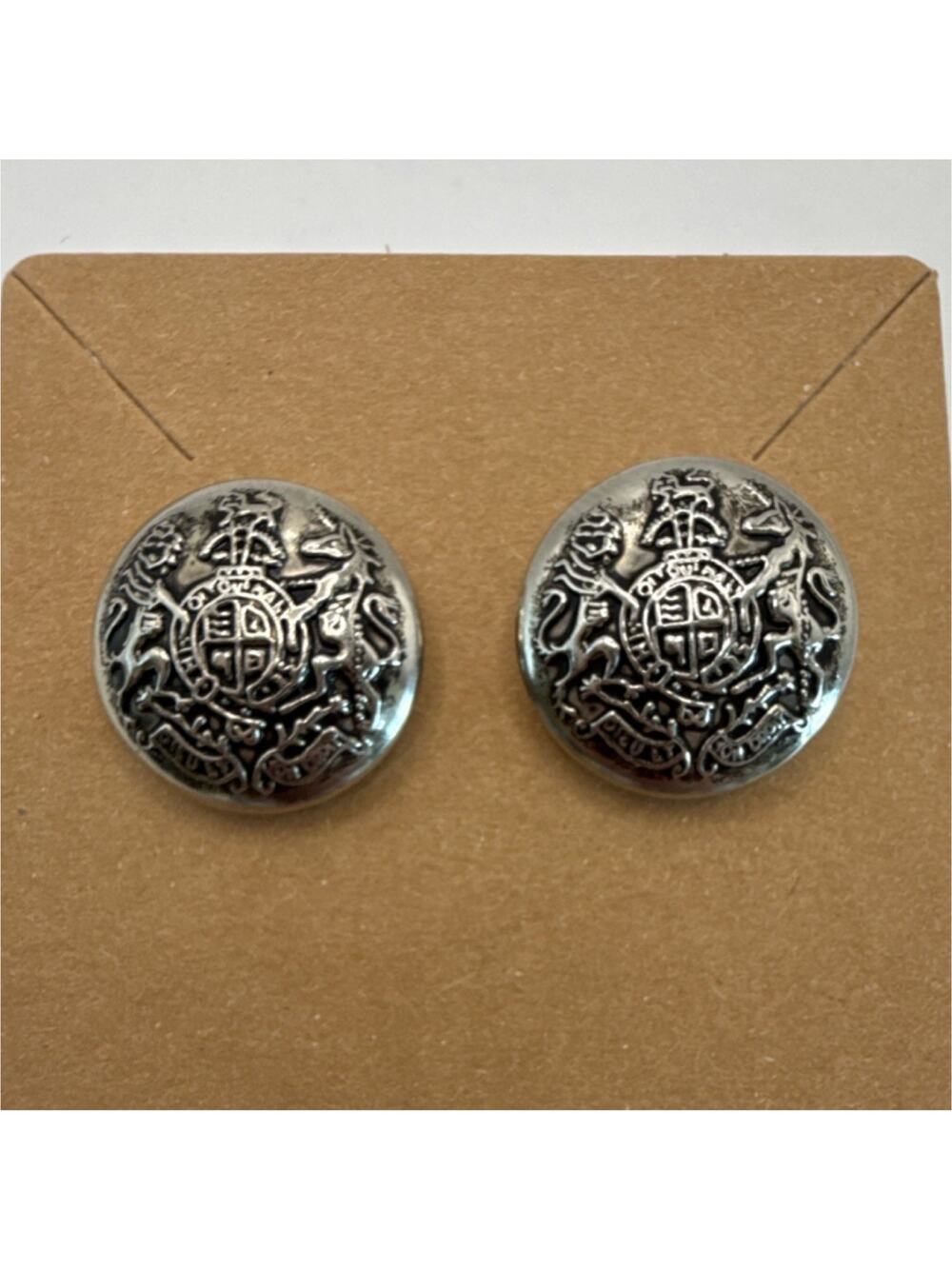 Vintage British Coat of Arms Button Earrings